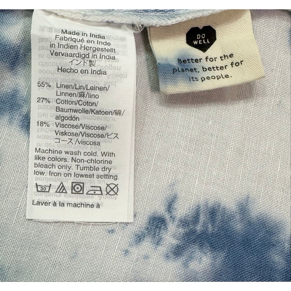 Madewell White Blue Tie Dye Cotton Linen Blend Wrap Maxi Dress Size 2 (Small) - Picture 8 of 13